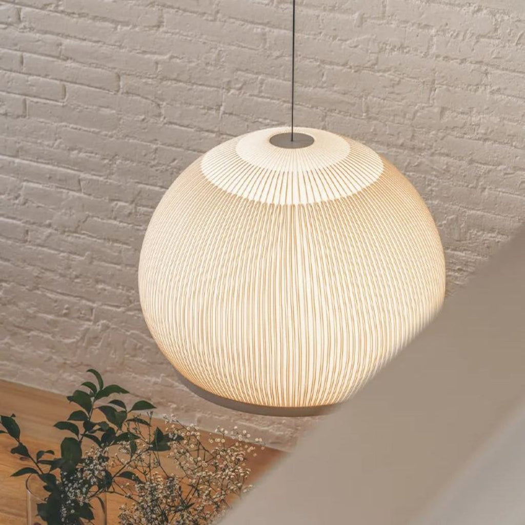 Japandi Ribbed Wood Pendant Light