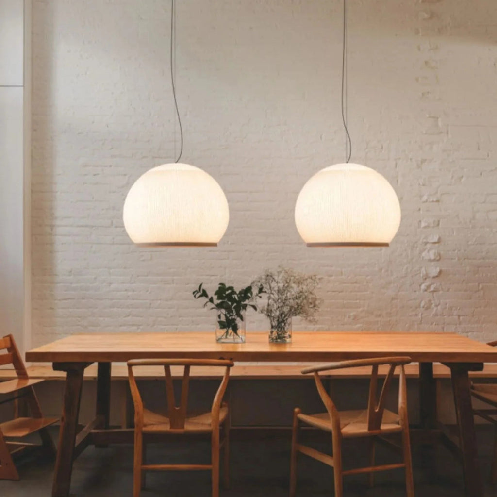 Japandi Ribbed Wood Pendant Light