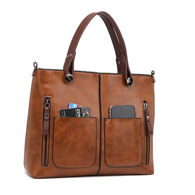 Women's Leather Shoulder Bag | Water-Resistant Crossbody Handbag with Adjustable Strap and Secure Magnetic Closure