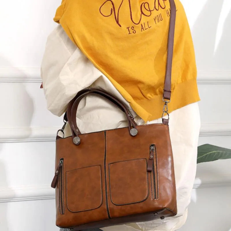 Women's Leather Shoulder Bag | Water-Resistant Crossbody Handbag with Adjustable Strap and Secure Magnetic Closure