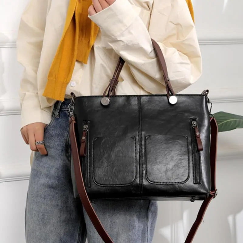 Women's Leather Shoulder Bag | Water-Resistant Crossbody Handbag with Adjustable Strap and Secure Magnetic Closure