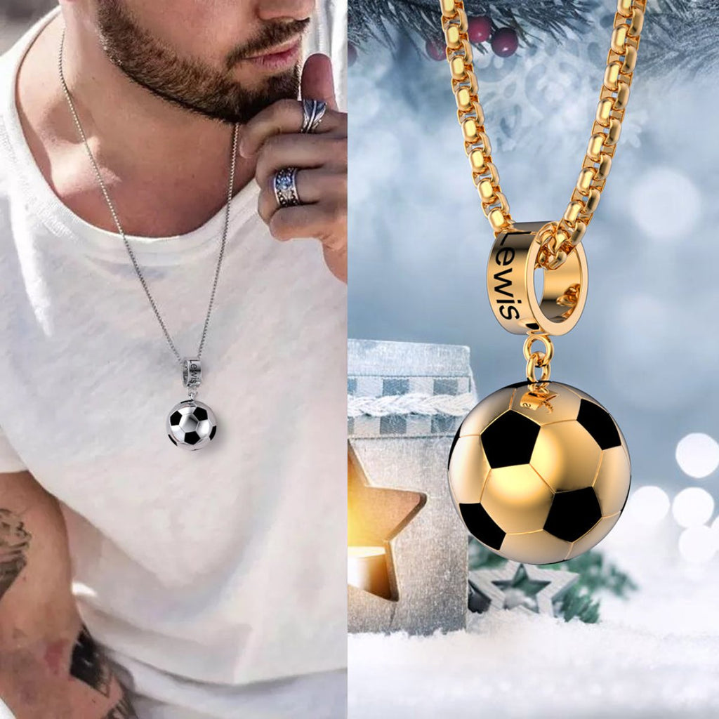 Personalized Football Necklace with Custom Name - Engraved Soccer Pendant for Fans - Durable Sports Jewelry Gift for Every Fan