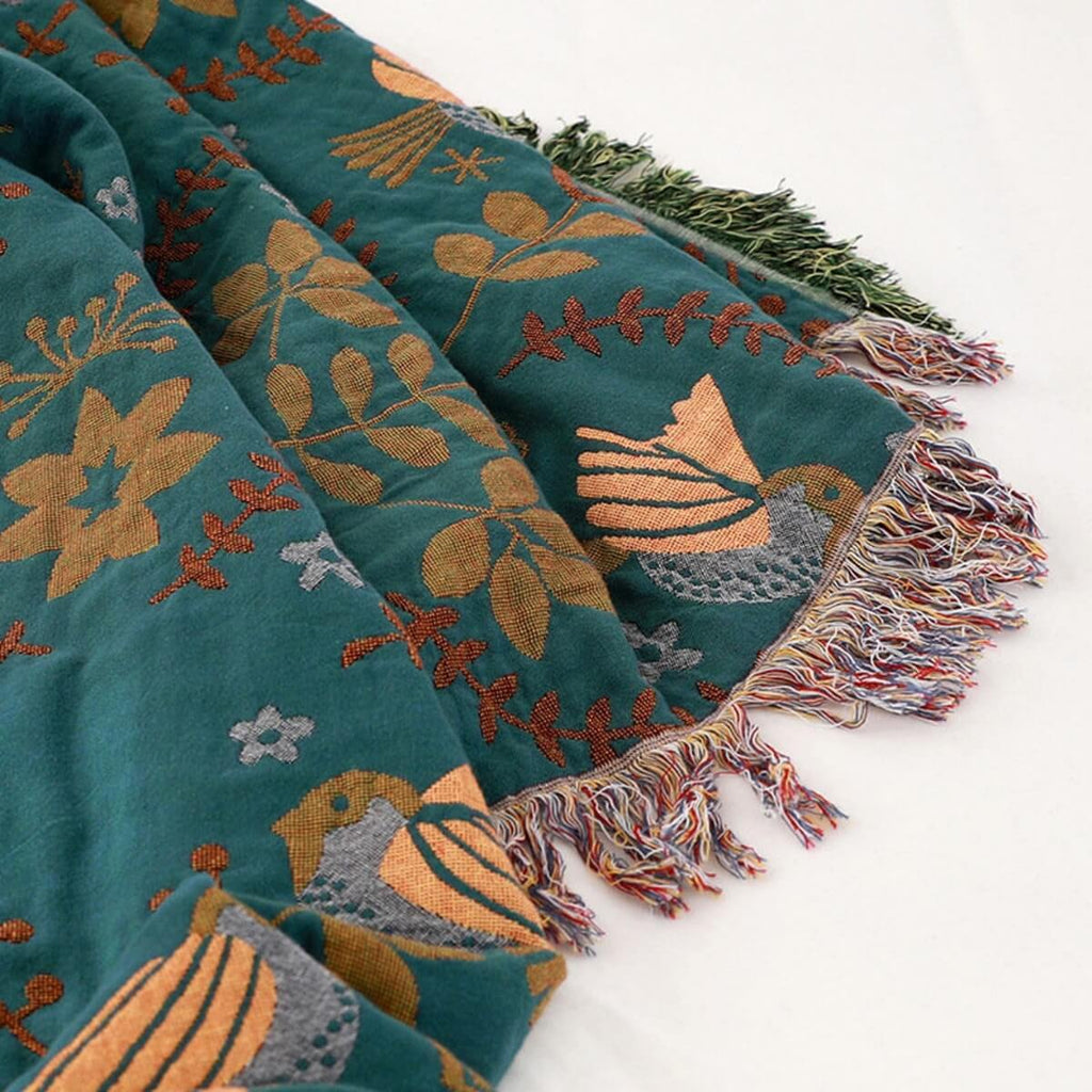 Reversible Blanket Breathable Cotton Fabric | Scandinavian Pattern Design | Machine Washable Tear Resistant Bedspread Throw