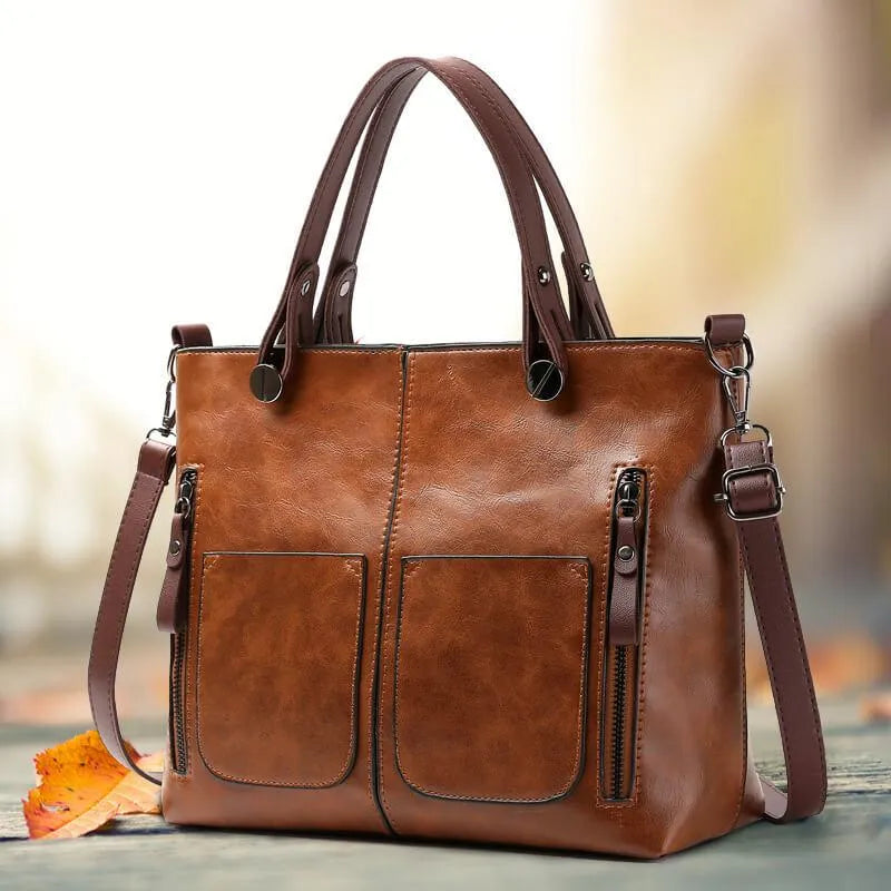 Women's Leather Shoulder Bag | Water-Resistant Crossbody Handbag with Adjustable Strap and Secure Magnetic Closure