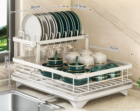 Collapsible Dish Drying Rack Stainless Steel | Space-Saving Foldable Design | Non-Slip Silicone Feet for Kitchen Counters