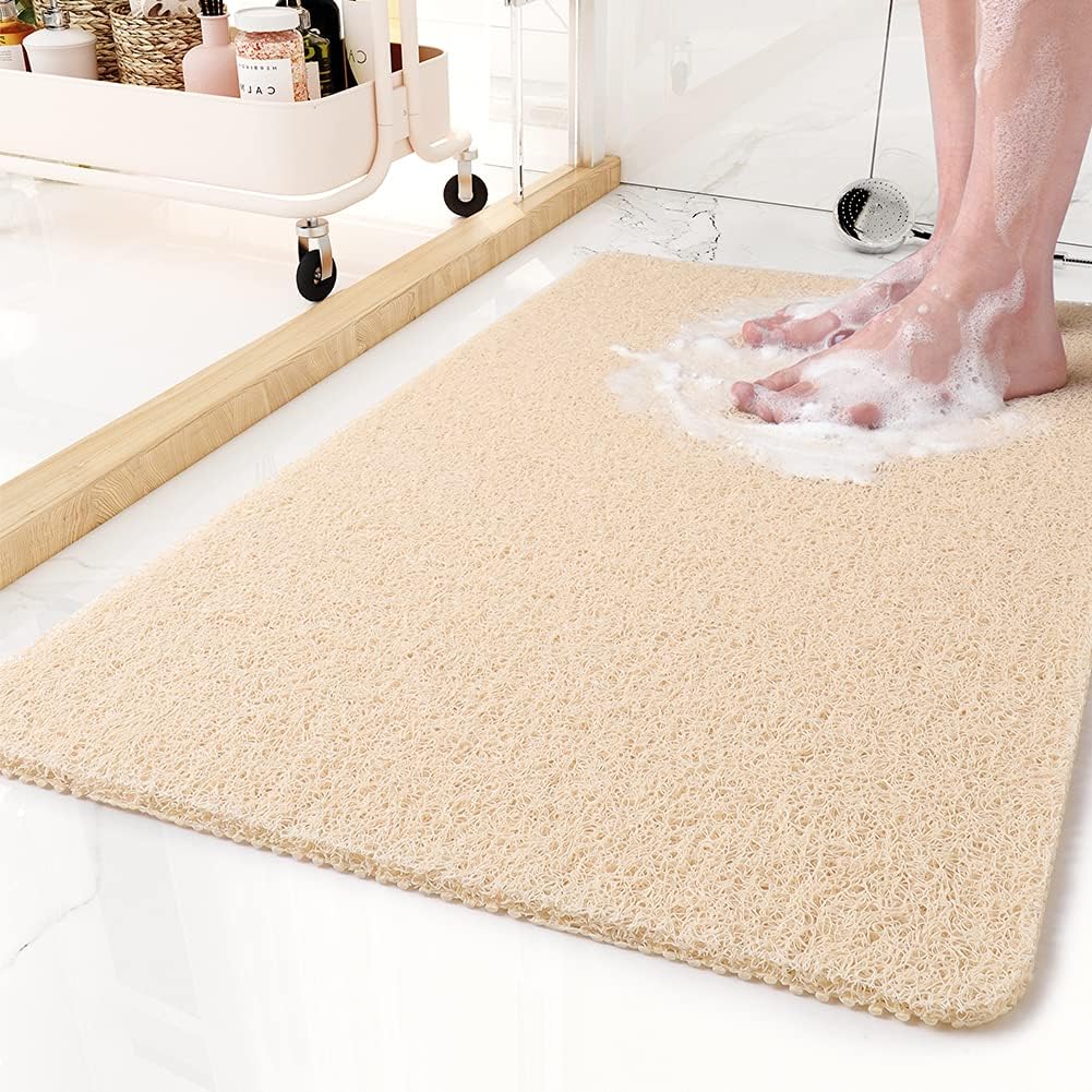 Anti-Slip Shower Mat Loofah-like Texture | Quick-Drying Drainage System | Mold-Resistant Safety for Bathroom Floors and Showers