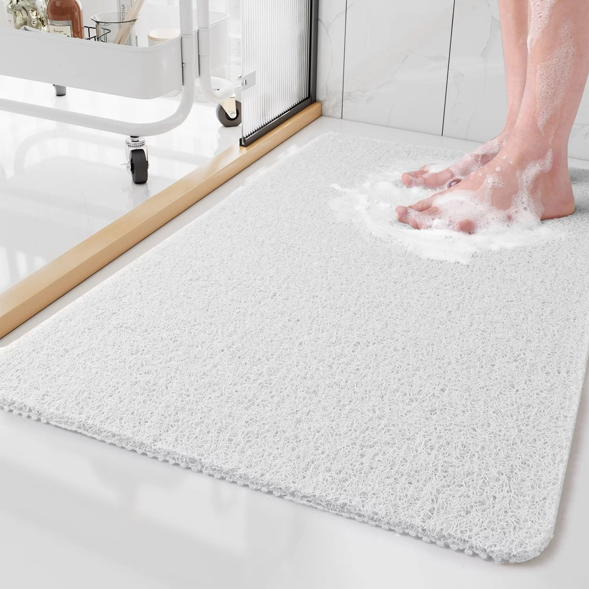 Anti-Slip Shower Mat Loofah-like Texture | Quick-Drying Drainage System | Mold-Resistant Safety for Bathroom Floors and Showers