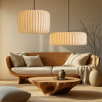 Layered Silk Pendant Lamp – Organic Sculptural Design For High Ceilings
