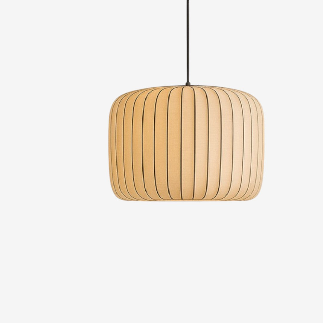 Ribbed Silk Pendant Lamp – Soft Geometric Japandi Inspired Design
