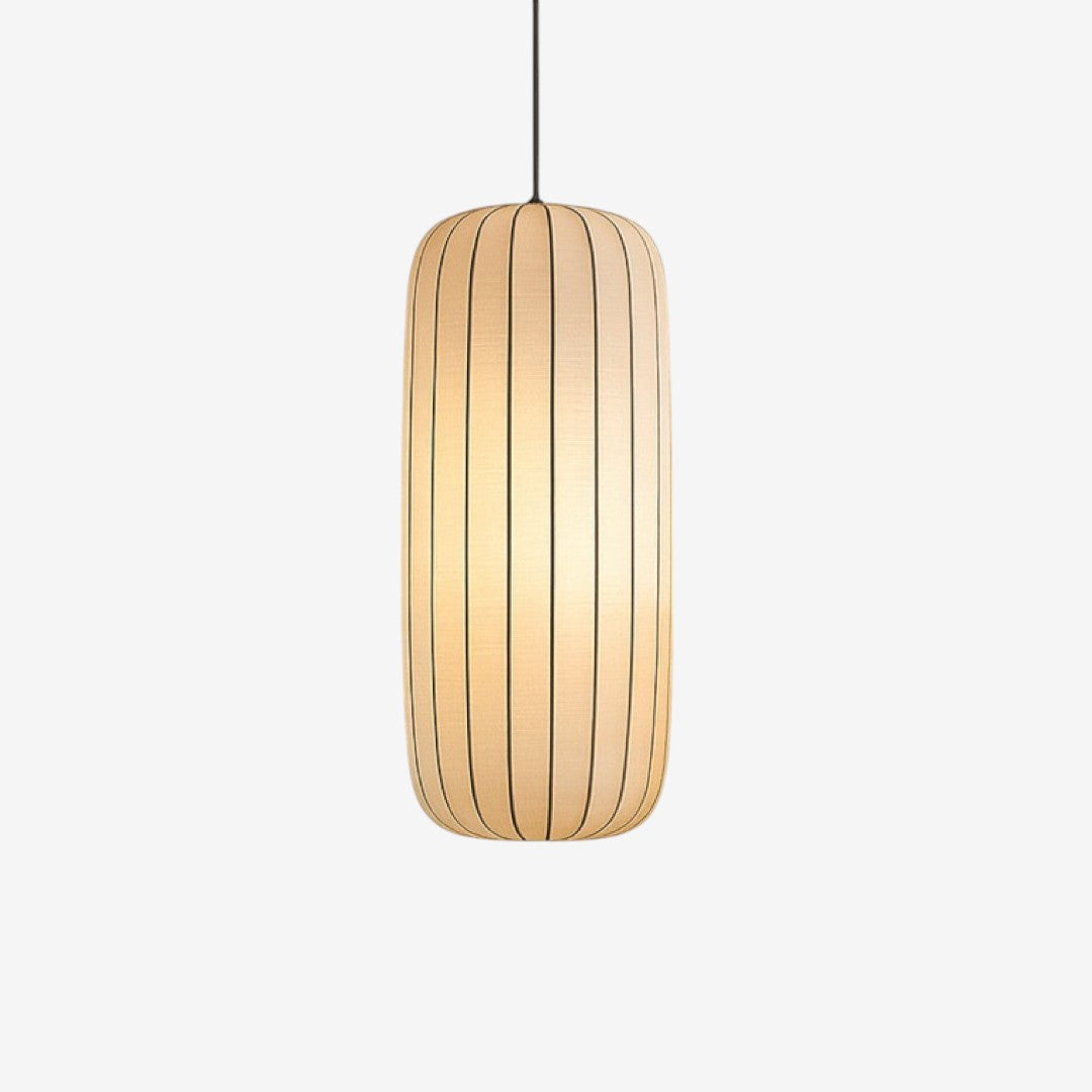 Ribbed Silk Pendant Lamp – Soft Geometric Japandi Inspired Design