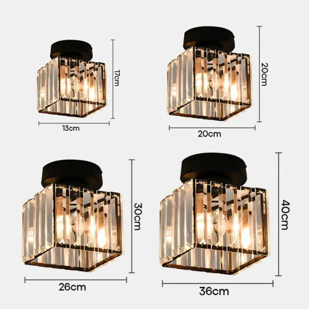 Crystal Metal Cube Ceiling Light