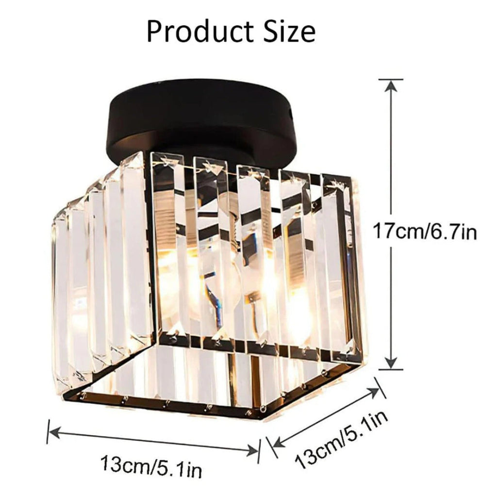 Crystal Metal Cube Ceiling Light