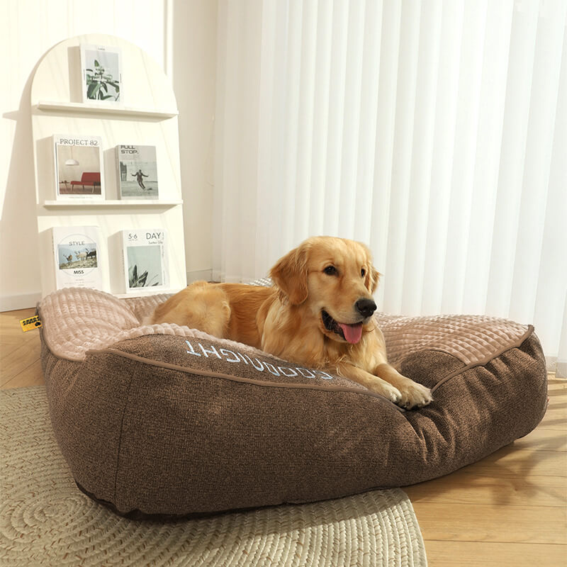 Orthopedic Dog Bed Crystal Velvet with Raised Pillow | Joint Support for Large Dogs | Removable Machine Washable Cover