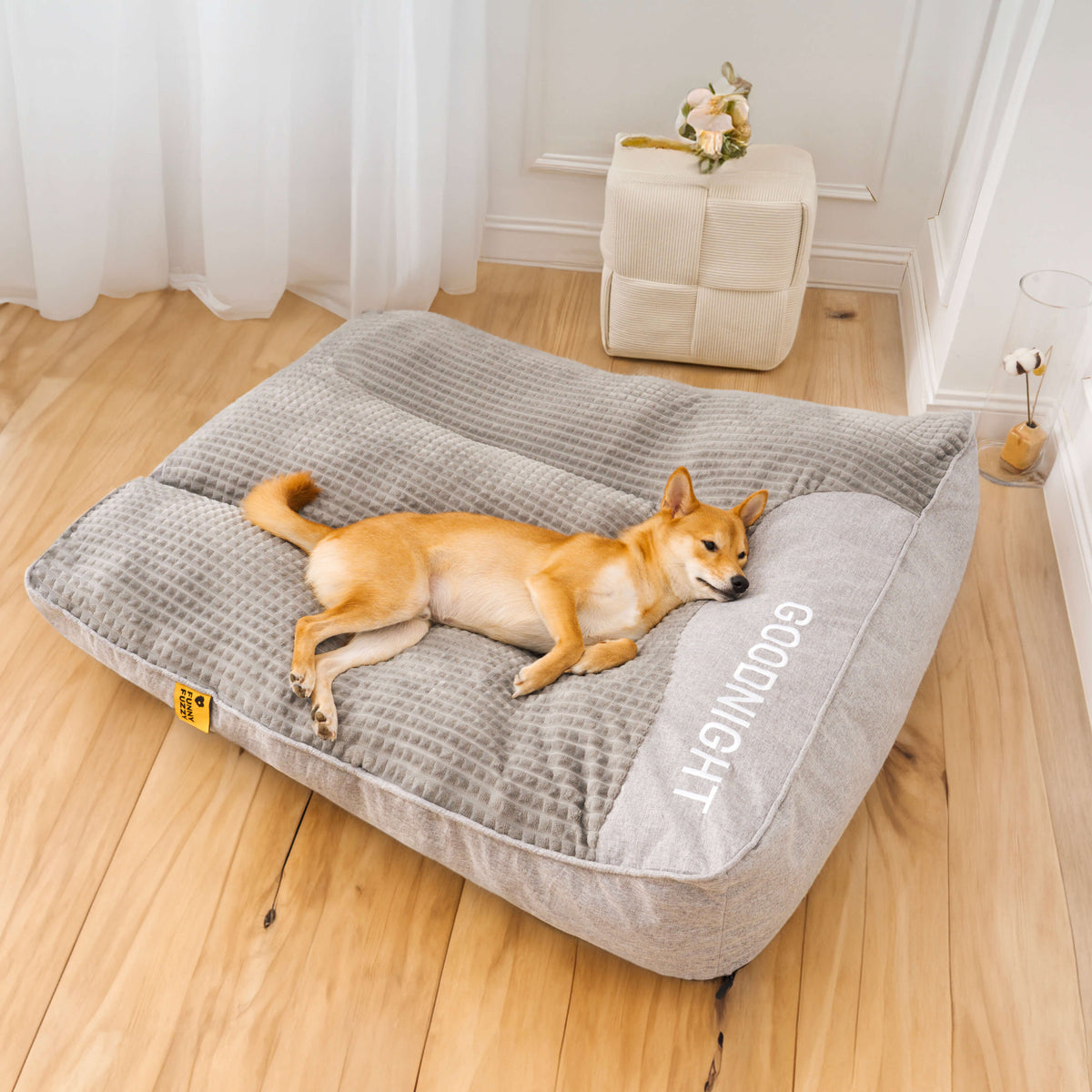 Orthopedic Dog Bed Crystal Velvet with Raised Pillow | Joint Support for Large Dogs | Removable Machine Washable Cover