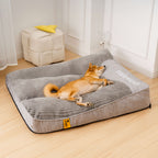 Orthopedic Dog Bed Crystal Velvet with Raised Pillow | Joint Support for Large Dogs | Removable Machine Washable Cover