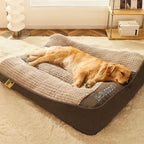 Orthopedic Dog Bed Crystal Velvet with Raised Pillow | Joint Support for Large Dogs | Removable Machine Washable Cover