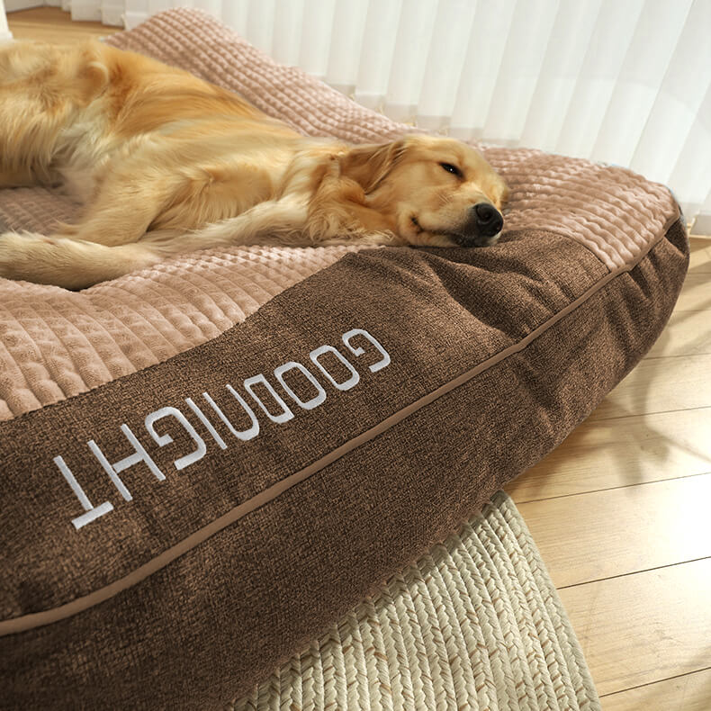 Orthopedic Dog Bed Crystal Velvet with Raised Pillow | Joint Support for Large Dogs | Removable Machine Washable Cover