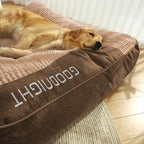 Orthopedic Dog Bed Crystal Velvet with Raised Pillow | Joint Support for Large Dogs | Removable Machine Washable Cover