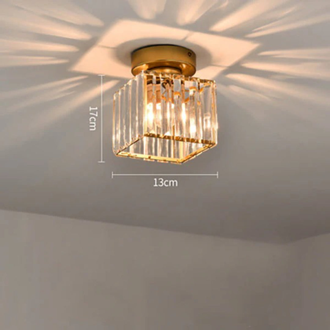 Crystal Metal Cube Ceiling Light