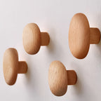 Wall Hooks Solid Wood Set of 4 | Organic Pebble Shape | Handcrafted Decorative Storage for Hallway Bathroom or Bedroom
