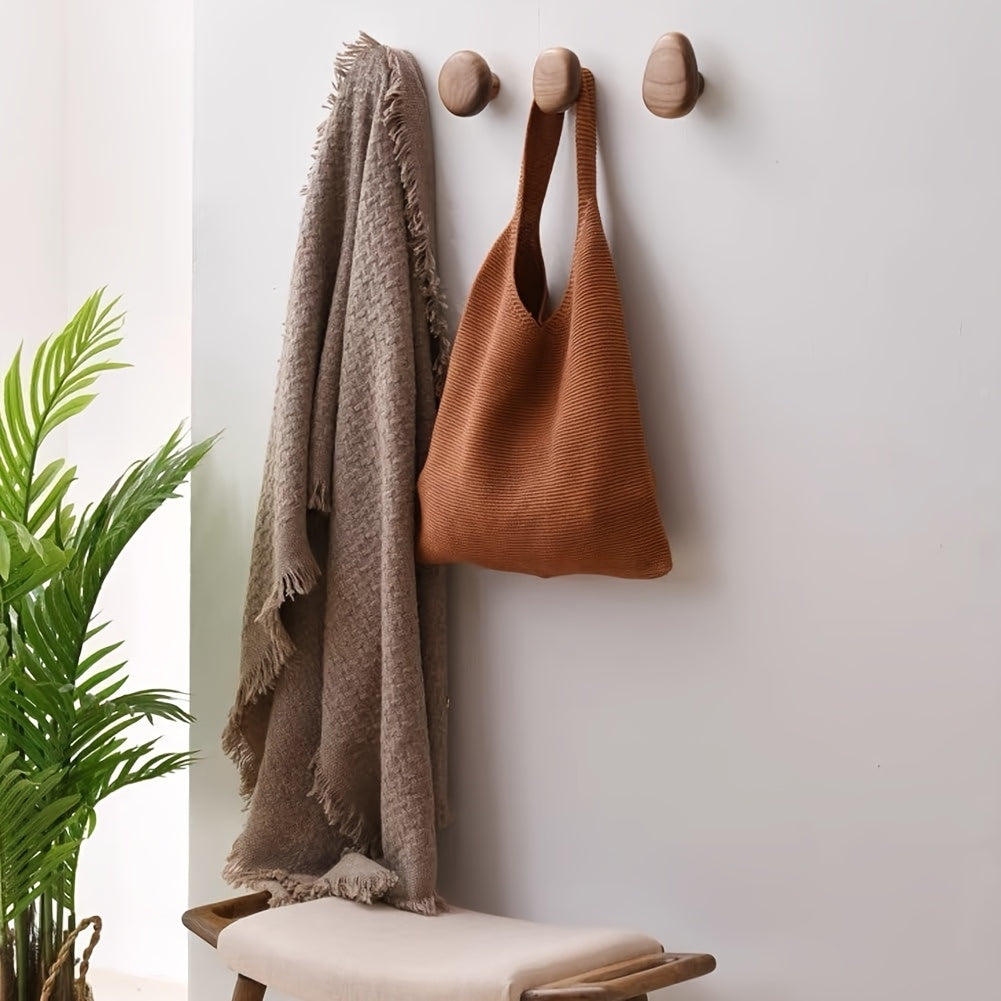 Wall Hooks Solid Wood Set of 4 | Organic Pebble Shape | Handcrafted Decorative Storage for Hallway Bathroom or Bedroom