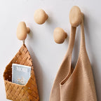 Wall Hooks Solid Wood Set of 4 | Organic Pebble Shape | Handcrafted Decorative Storage for Hallway Bathroom or Bedroom