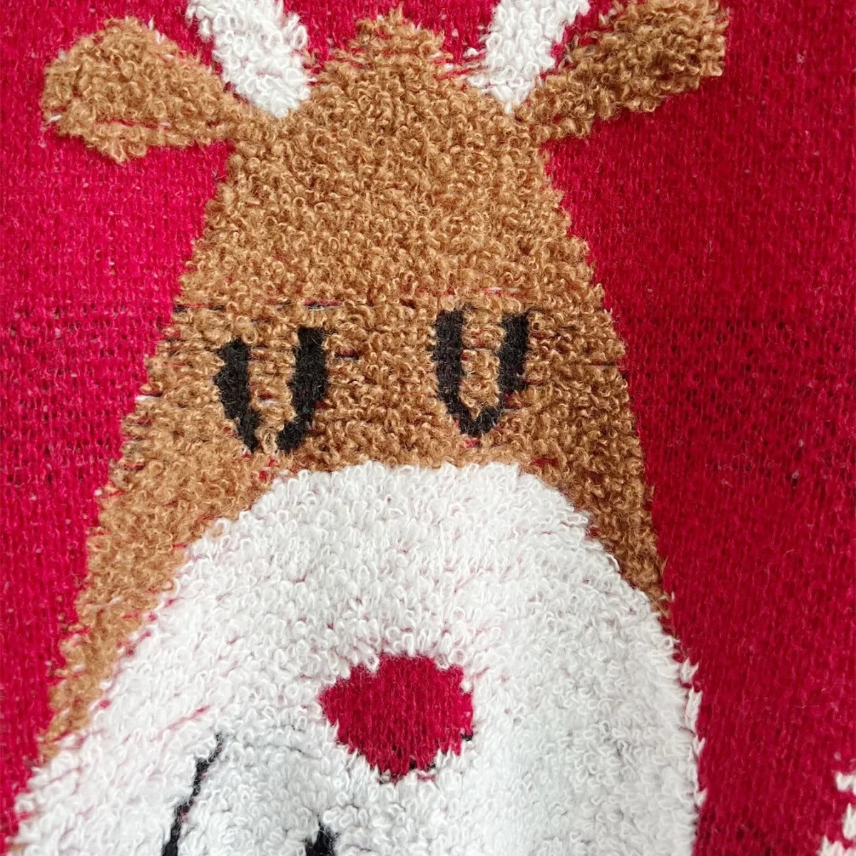 Women's Red Christmas Sweater – Chunky Knit Reindeer Jumper with Raglan Sleeves