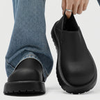 Mocassins fourrés confort semelle épaisse bout large - Noir