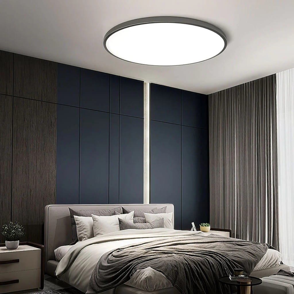 Round Flush Mount Ceiling Light Iron and Acrylic | Contemporary Interior Style | Bright Integrated LED Illumination Lamp