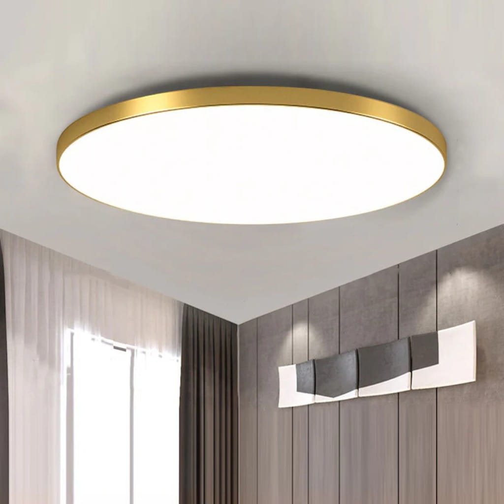 Round Flush Mount Ceiling Light Iron and Acrylic | Contemporary Interior Style | Bright Integrated LED Illumination Lamp