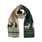 Women's Reversible Christmas Scarf | Deer and Elk Knit Pattern | Soft Wool Feel Winter Wrap for Festive and Daily Use