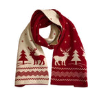 Women's Reversible Christmas Scarf | Deer and Elk Knit Pattern | Soft Wool Feel Winter Wrap for Festive and Daily Use