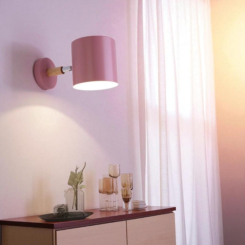 Wall Sconce Lamp Wood and Metal 24 cm x 13 cm | Nordic Minimalist Style | Adjustable Head for Focused Directional Lighting