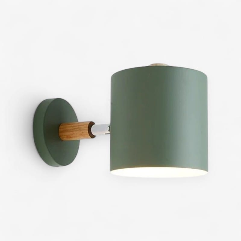 Wall Sconce Lamp Wood and Metal 24 cm x 13 cm | Nordic Minimalist Style | Adjustable Head for Focused Directional Lighting
