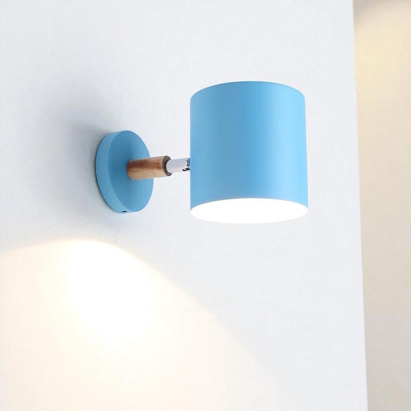 Wall Sconce Lamp Wood and Metal 24 cm x 13 cm | Nordic Minimalist Style | Adjustable Head for Focused Directional Lighting
