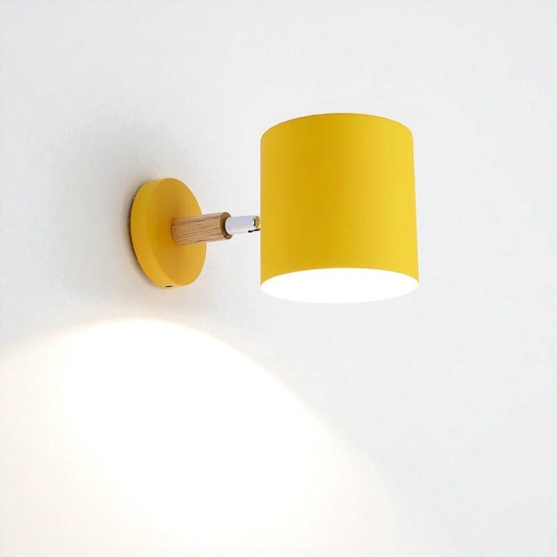 Wall Sconce Lamp Wood and Metal 24 cm x 13 cm | Nordic Minimalist Style | Adjustable Head for Focused Directional Lighting
