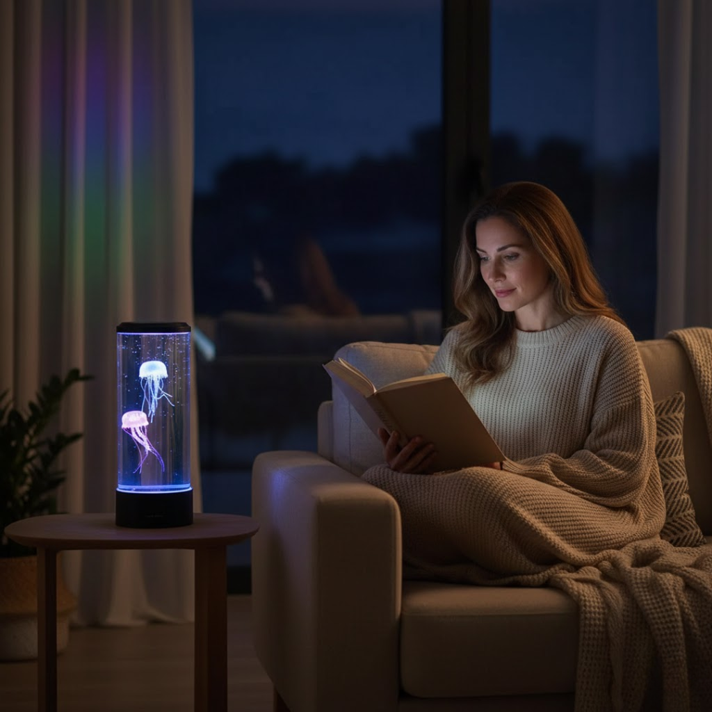 LED Jellyfish Lamp | Multi-Mode LED Lighting | Rechargeable Battery and Touch Control for Deep Mood Relaxation and Focus