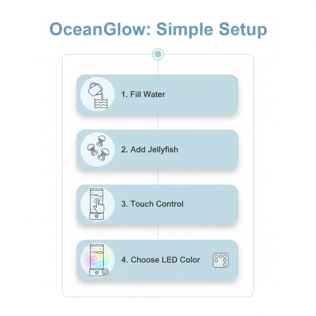 LED Jellyfish Lamp | Multi-Mode LED Lighting | Rechargeable Battery and Touch Control for Deep Mood Relaxation and Focus