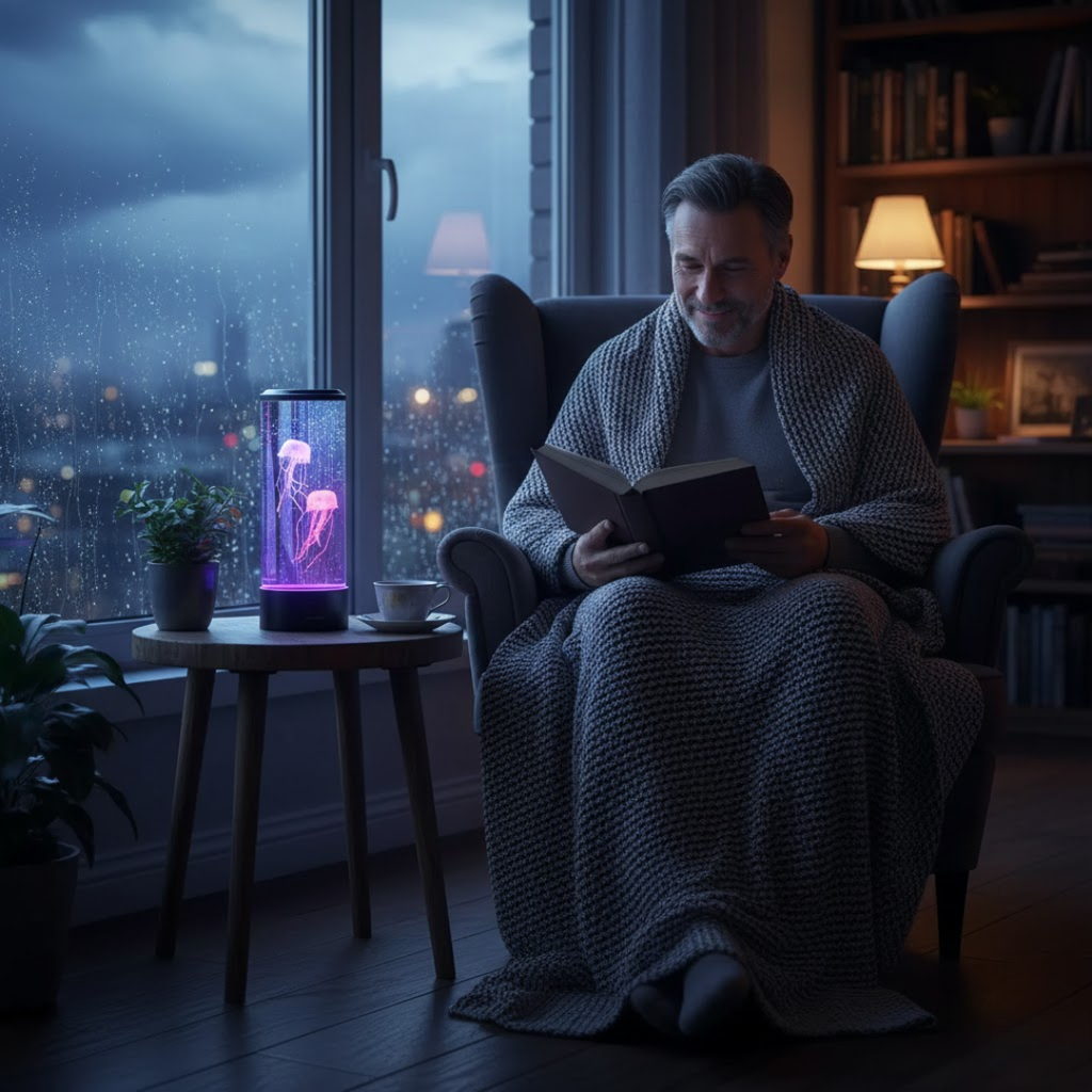 LED Jellyfish Lamp | Multi-Mode LED Lighting | Rechargeable Battery and Touch Control for Deep Mood Relaxation and Focus