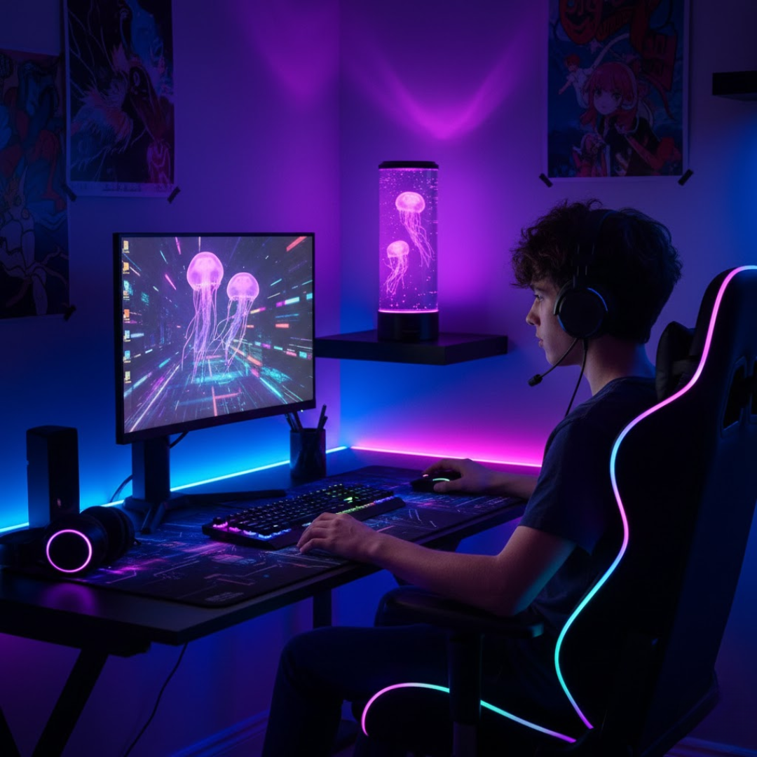 LED Jellyfish Lamp | Multi-Mode LED Lighting | Rechargeable Battery and Touch Control for Deep Mood Relaxation and Focus
