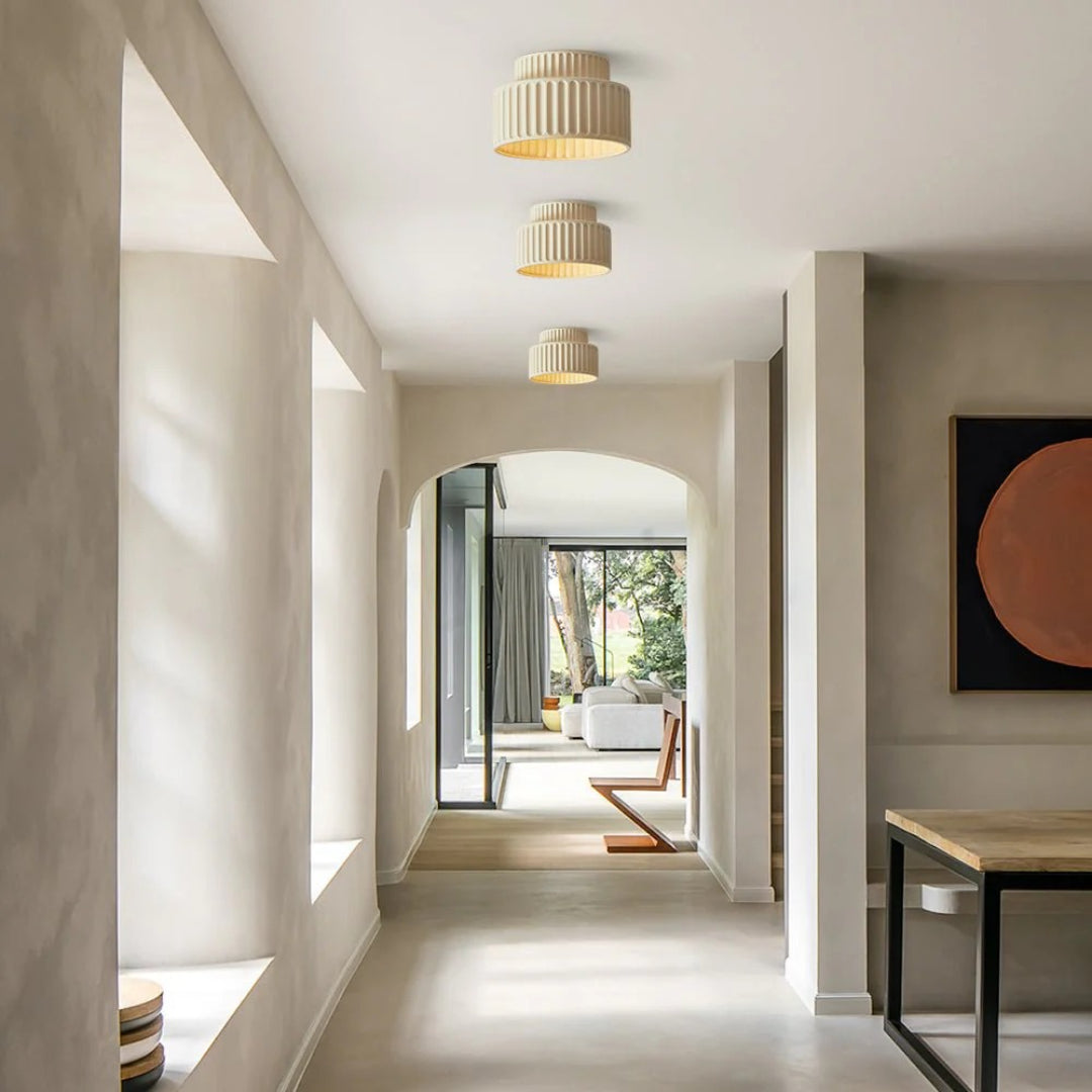 Minimalist Ribbed Ceramic Ceiling Light