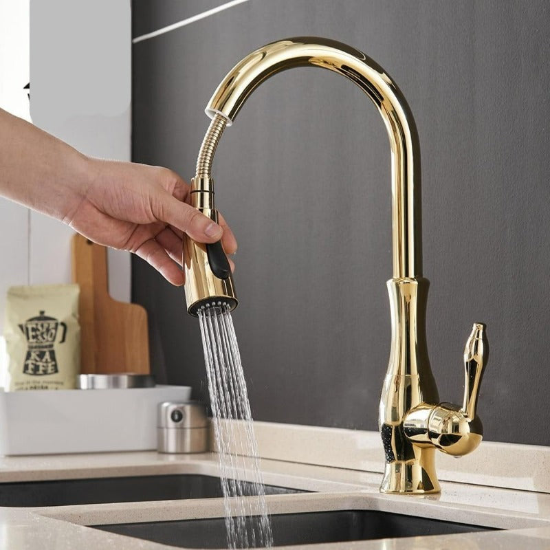 Pull Down Kitchen Faucet Brushed Stainless Steel Sink Mixer