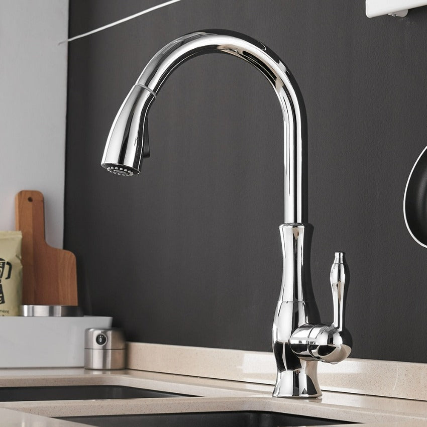 Pull Down Kitchen Faucet Brushed Stainless Steel Sink Mixer