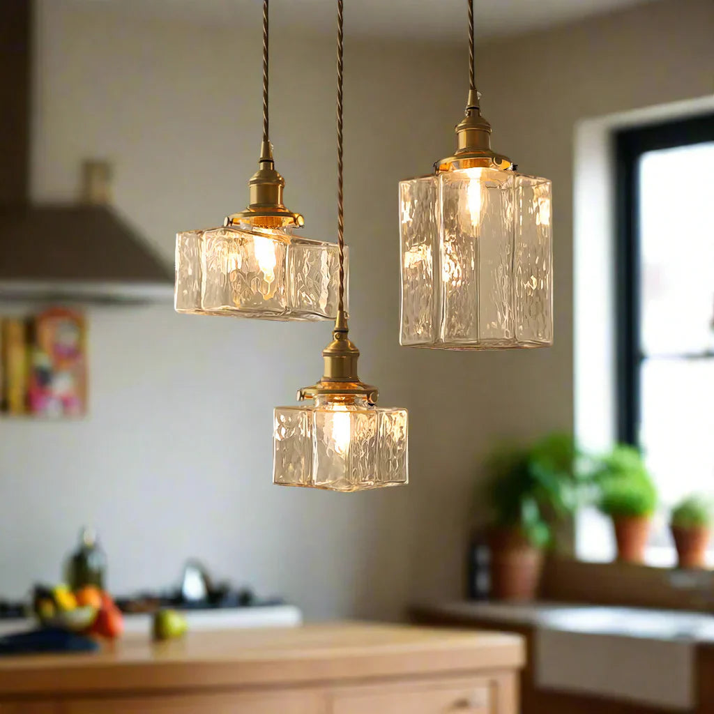 Vintage Textured Glass Pendant Light
