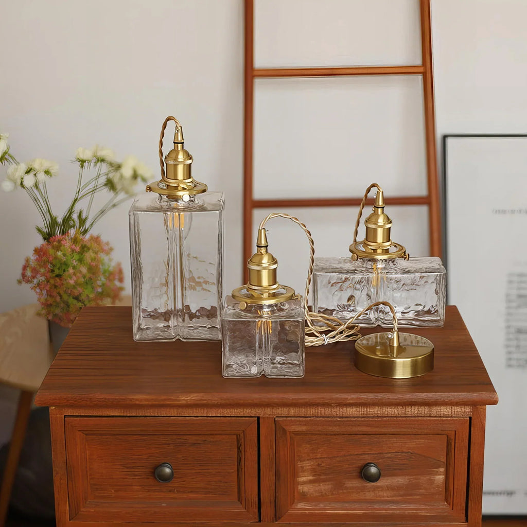 Vintage Textured Glass Pendant Light