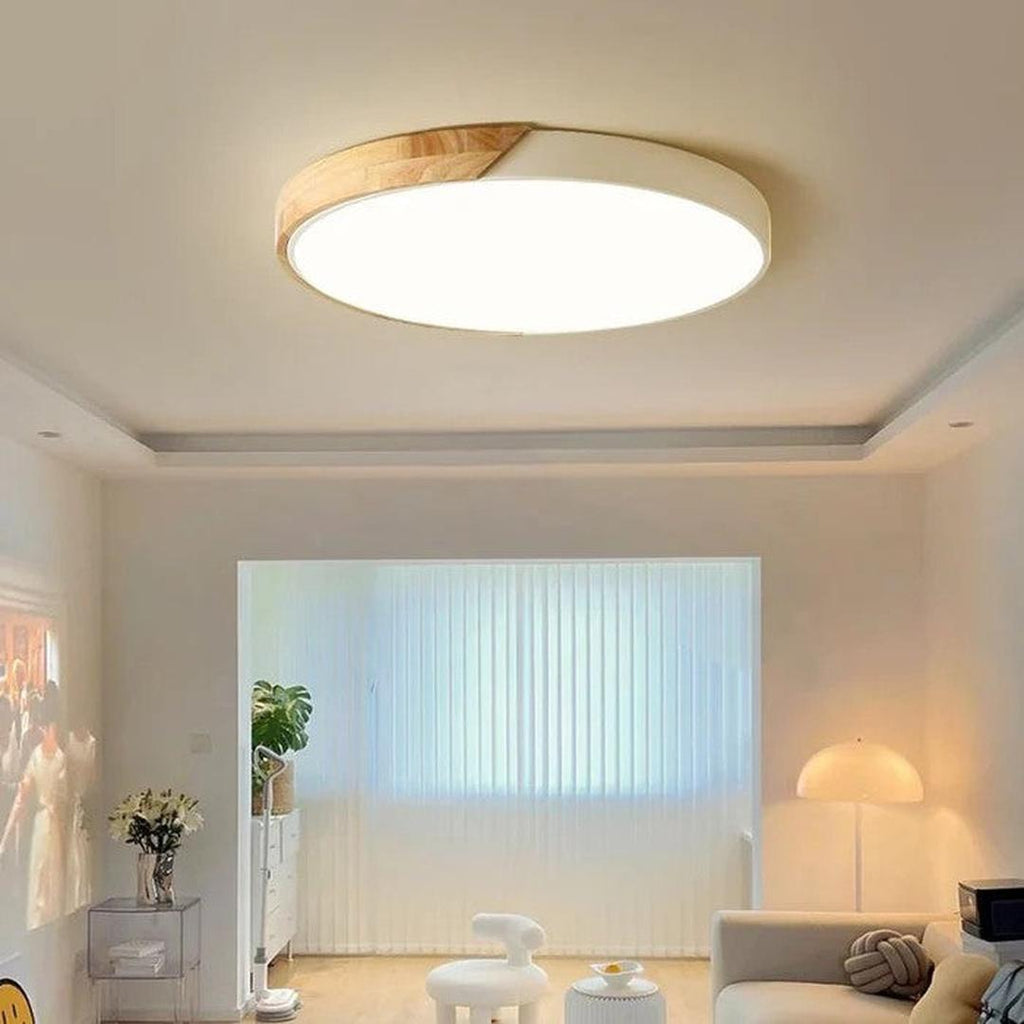 Scandinavian Wooden Round Ceiling Light
