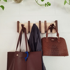 Piano Coat Rack Walnut and Beech Wood | Foldable Magnetic Hooks | Space-Saving Handmade Wall Storage for Entryway