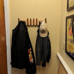 Piano Coat Rack Walnut and Beech Wood | Foldable Magnetic Hooks | Space-Saving Handmade Wall Storage for Entryway