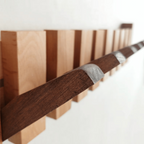 Piano Coat Rack Walnut and Beech Wood | Foldable Magnetic Hooks | Space-Saving Handmade Wall Storage for Entryway