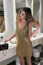 Sequin Party Dress for Women | Shimmer Mini Cocktail Dress for Christmas Events and Nights Out | Regular Fit Sparkly Dress